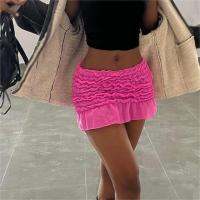 [COD] New Fashion Womens Streetwear Skirts Pink Elastic Band Waist Ruched Skin-Friendly Hot Sale