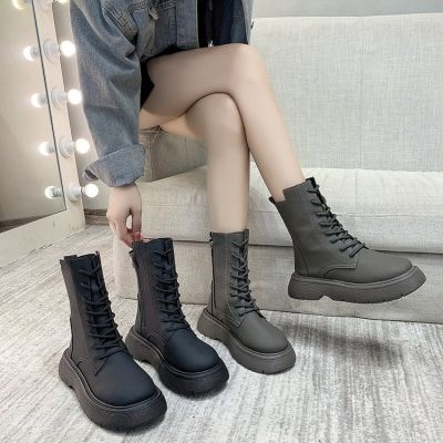 Short boots female autumn/winter 2021 new Martin boots thick bottom side zippers sponge scooter ins tide shoes boots