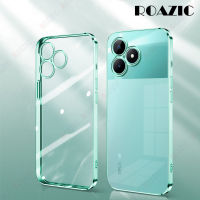 ROAZIC เคสโทรศัพท์ NFC ปลอกซิลิโคนนิ่มโปร่งใสขอบกล่องโลหะชุบหรูหรากันกระแทก C51 Realme