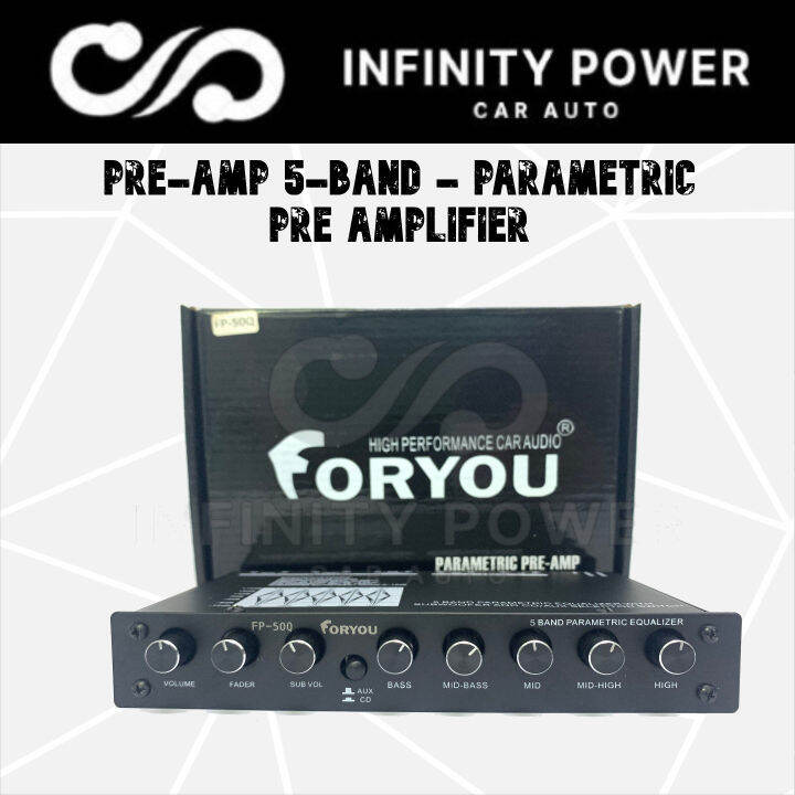 FORYOU Car Audio PreAmp 5Band Parametric Pre Amplifier With