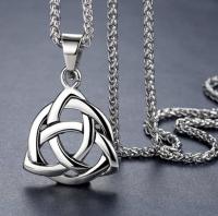 Retro Nordic Style High Quality Metal Celtic Knot Pendant Chain Necklace Men Classic Punk Amulet Jewelry