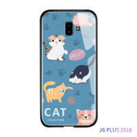 UCUCเคสโทรศัพท์Sเคสโทรศัพท์Samsung Galaxy J6 PLUS 2018 เคสโทรศัพท์น่ารักแมวการ์ตูนเด็กผู้หญิงสัตว์เลี้ยง Glossyปลอกเคสมือถือกันกระแทกกระจกเทมเปอร์ฝาหลัง