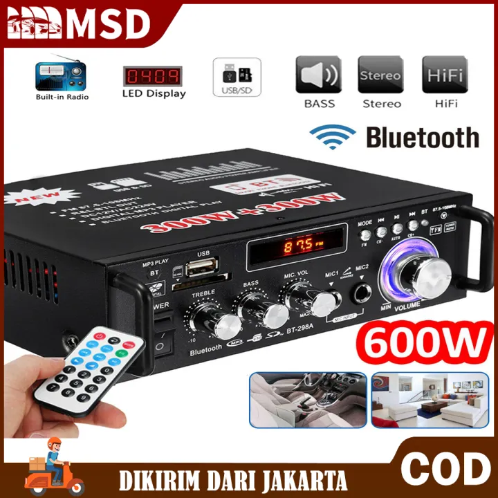 (Dikirim Dari Jakarta)BT298AAudio Amplifier Bluetooth EQ Karaoke Home