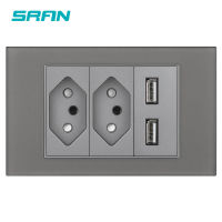 Brazil Socket usb 2A charging tempered glass panel fireproof material home electrical plug wall socket