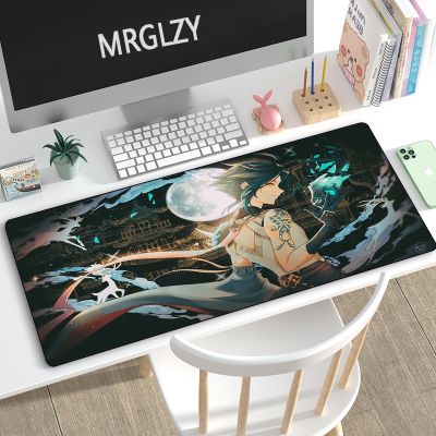 MRGLZY 400x900MM XXL Genshin Impact XIAO Mouse Pad Gamer Anime Large Desk Mat Computer Gaming Peripheral Accessories MousePads