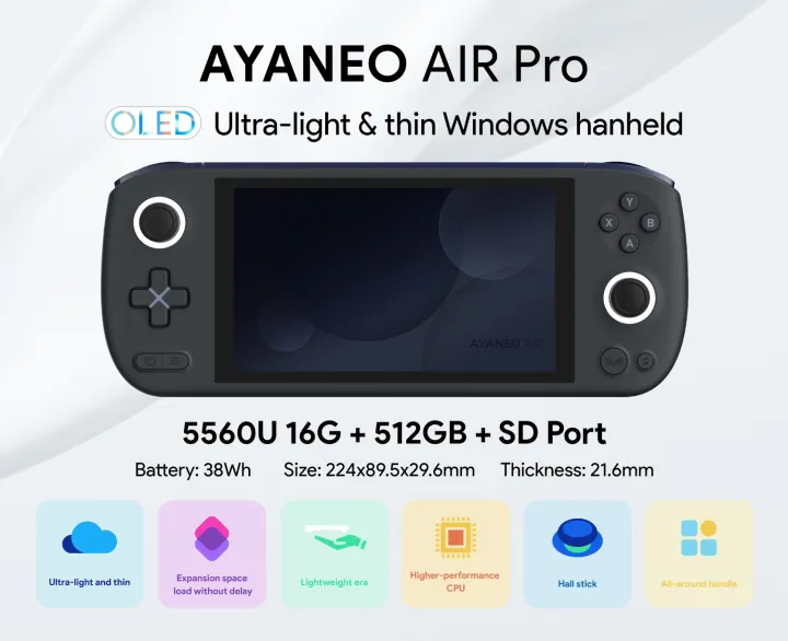 Ayaneo Air Pro AMD Ryzen 5 5560U 16GB RAM 512GB SSD (Black 
