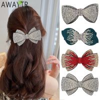 Multi-Style Rhinestone Double Bow Hairpin Spring Clip Fairy Top Clips Back Head Hairpin Barrettes Headband for Women Headwear