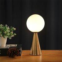 【YD】 Glass Table Lamps Gold Metal Cone Lights Room Beside Lamp Study Desk Book Luminaire