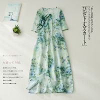 Real Shot Improvement Cheongsam Xia Tea Clothing High-End Ramie Dress Cotton And Linen,Cotton,And Robe Retro Oblique Placket Buckle