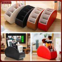 SPRPET กล่องใส่แปรงเครื่องสำอางจัดระเบียบปากกาแบบมีรีโมทคอนโทรล5ช่องสำหรับโต๊ะหนัง PU กล่องเก็บของบนโต๊ะ