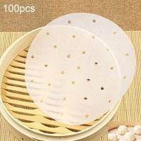 100pcs Round Baking Barbecue Paper Silicone Oil Pizza Oven Air Fryer Barbecue Bun Paper Steamer Paper (with holes)  Non Sticky