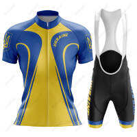 2022 New Women Ukraine Cycling Jersey Set Blue Yellow Short Sleeve Cycling Shirts Pro Bicycle Team Bike Clothes kit