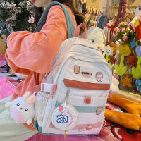 Waterproof Nylon Patchwork Girls Kawaii Schoolbag Female Shoulders School Backpack Women Pupil College Student Mochila Bag MY894