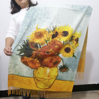 Women Winter Warm Cashmere Scarf Luxury Brand Modal Feeling Pashmina Shawls Femme Autumn Wraps Oil Painting Wool Blanket Stole