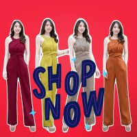 TW17686 Jumpsuit จั้มสูทขายาวแขนกุดอกจีบ