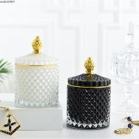 【YP】 European Stained Glass Storage Jar Frame Aromatherapy Candle Luxury Jewelry Cotton Swab Bottle