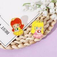 Cute cartoon Mario Princess Peach Brooch Princess Daisy Super Mario Metal Badge Bag Accessories for kids gifts Fashion Brooches Pins