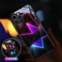 【อิเล็กทรอนิกส์เปล่งประกาย】เคสโทรศัพท์สะท้อนแสงแวววาวไฟ LED ทรงเรขาคณิตสุดหรูสำหรับ Samsung S23 S22 S21 S20 FE Note 10 20 Plus A14 A54เป็นพิเศษ A53 A32 A52