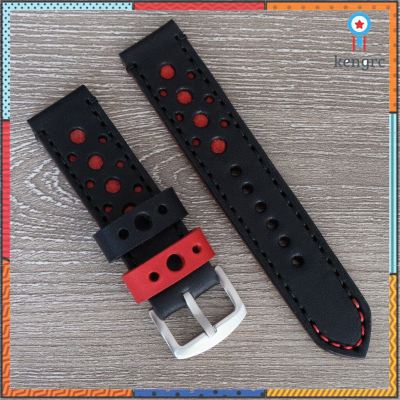 สายนาฬิกาหนังแท้ แนว Rallye racing strap สี ดำแดง Subaru watch strap สายนาฬิกา พร้อมบัคเคิล Sาคาต่อชิ้น (เฉพาะตัวที่ระบุว่าจัดเซทถึงขายเป็นชุด)