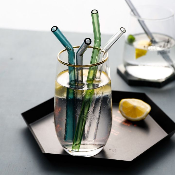 20cm-short-glass-straws-4pcs-8-quot-reusable-drinking-straws-dishwasher-safe-eco-friendly-cocktail-straws-for-smoothies-milkshake