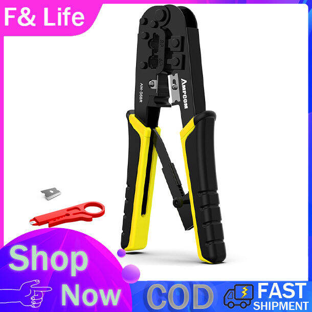 Ampcom Rj Rj Ratchet Crimping Tool Ethernet Network Lan Cable