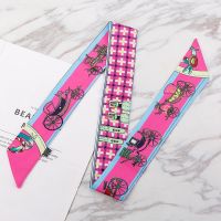 【YF】 Carriage Print Scarf Women Luxury Brand Small Silk Top Female Hair Accessories Band Fashion Girls Headscarf