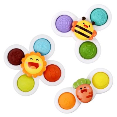 GVDSFVD Toddler Gifts Children Bathing Bathtub Toys Teether Rattles Sensory Learn Spin Sucker Sucker Spinner Toy Suction Cup Bath Toy