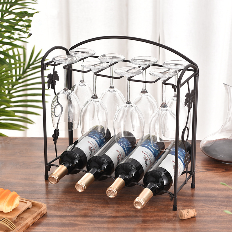 Countertop Wine Glasses Holder Rack Wine Bottle Display Stands,Storage 6 Stemware 1 Bottle,Bronze Metal Bicycle Bronze 