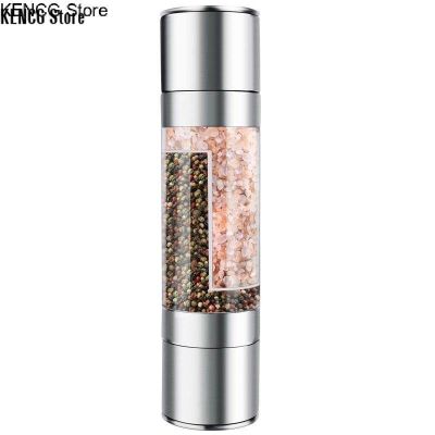 KENCG Store Stainless Steel Salt And Pepper Grinder 2 In 1 Manual Salt &amp; Pepper Mill Shakers Refillable With Dual Adjustable Coarseness And Clear Acrylic Body