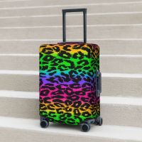 Retro 80S Suitcase Cover Flight Leopard Rainbow Print Fun Luggage Supplies Travel Protector