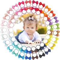 50 Pcs 2 Inch Tiny Hair Bows Elastic Ties Grosgrain Ribbon Bows Ponytail Holder Hair Accessories for Infants Toddlers Kids In Pa