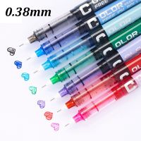 7pcs/lot 0.38 Needle type straight liquid type ball pen color pen water Gel Pens Extra Fine Point Liquid Ink Roller Ball Pen Pens