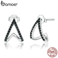 bamoer Simple Geometry Stud Earrings for Women 925 Sterling Silver Ear Pins Jewelry  New Design earring Brincos SCE924