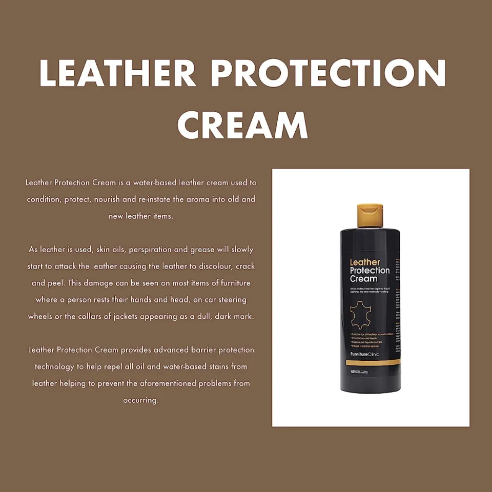 Furniture Clinic Leather Protection Cream | Leather Conditioner & Protector  for Car Seats, Leather Furniture, Shoes, & More | Safely Repel Water