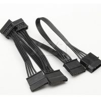 Pz 1ชิ้น4pin Ide Molex ถึง5-พอร์ต15pin Sata สาย18awg ตะกั่วสำหรับฮาร์ดไดรฟ์ฮาร์ดดิสก์ Ssd เซิร์ฟเวอร์ Diy คุณภาพสูง