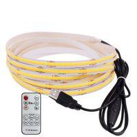 DC 5V COB Led Strip Dimmable USB Powered 320LEDs/m Flexible FCOB LED Tape with Remote Control RA 90 White Red Blue Green Pink