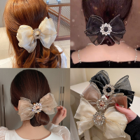 หรูหราแฟลชเพชรโบว์กิ๊บแฟชั่น Organza อุปกรณ์ผมฤดูใบไม้ผลิคลิปปิ่นปักผมอารมณ์ผู้หญิงผมหางม้ากิ๊บหญิงโบว์ริบบิ้นกิ๊บ