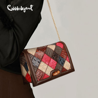 Cobbler Legend กระเป๋าสะพายแฟชั่นสตรี Retro French Chain Bag 100% Leather Small Square Bag Letter Bag Brand Original