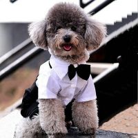 Gentleman Dog Clothes Wedding Suit Formal Shirt For Small Dogs Bowtie Tuxedo Chihuahua Puppy Jumpsuit Costumes Pet Dogs Apparel