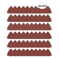 60pcs Triangular Hook and Loop Triangle-Sandpaper, Fit 3-1/8 Inch Oscillating Multi Tool Sanding Pad, Assorted 40 60 80 100 120 240 Grits