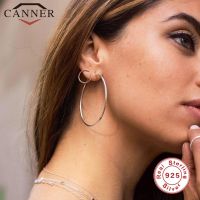 50mm 925 Sterling Silver Hoop Earrings Hyperbole Circle Hoops Earrings for Women Simple Gold Silver color Fashion Jewelry