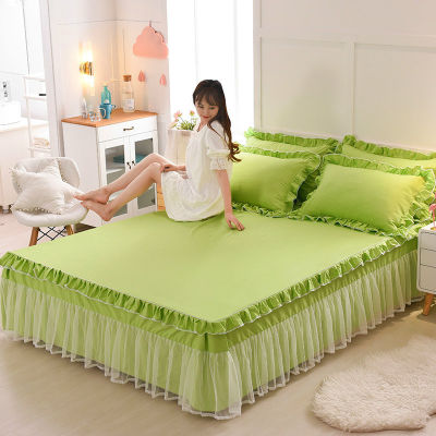 2021Cilected Ins Princess Style Lace Bed Skirt Bedspread Home Bedroom Bed Non-Slip Ruffled Mattress Sheet Protective Cover Decor