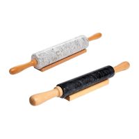 Marble Rolling Pin with Wood Handles and Stand Kitchen Accessories Easy to Clean Bread  Cake Cookie Accessories