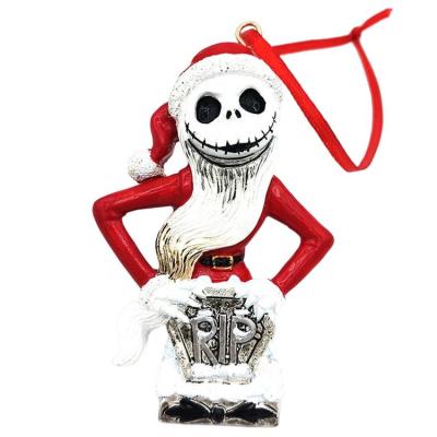 Hanging Skeleton Decorations Santa Claus Skeleton Holding RIP Tombstone Decorations Halloween Party Favor Supplies Indoor Home Tree Ornaments Accessories graceful