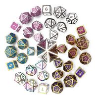 【LZ】 Conjunto de dados metálicos para jogos de mesa poliédricos sólidos ligas de zinco digitais dados D   D D4 D6 D8 D10 D   D12 D20 7pcs