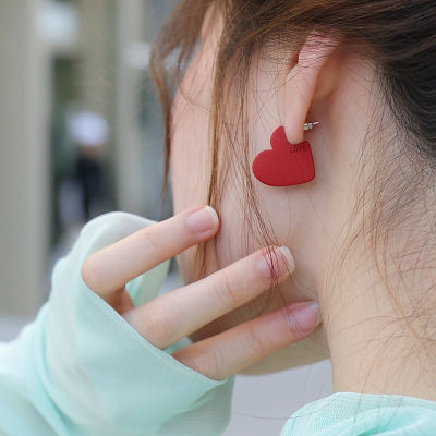 Faitolagiต่างหูแฟชั่นรูปหัวใจสไตล์วินเทจ,เครื่องประดับผู้หญิงสไตล์เกาหลีสีแดงต่างหูขนาดเล็ก