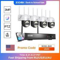 ZOSI กล้องวงจรปิดระบบกล้องรักษาความปลอดภัยไร้สาย PTZ 2K 3MP มีการหมุน/เอียงกล้อง IP กลางแจ้งในร่ม8CH 3MP ตรวจตรา Wifi กล้องวงจรปิด NVR