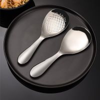 Kitchen Stainless Steel Hollow Handle Rice Spoon Anti-stick Large Capacity Soup Spoon Colander Deepen Thicken Dinnerware Cooking Utensils