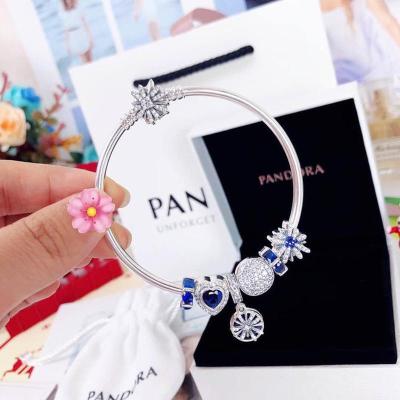 ของแท้ 100%Pandora_กำไลข้อมือDIYสร้อยข้อมือลูกปัดเดี่ยว,สร้อยข้อมือแฟชั่นหรูหราระดับไฮเอนด์ของผู้หญิงS925