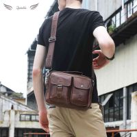 YOTABLE Vintage Genuine Leather Business Handbags Men Casual Shoulder Crossbody Bag